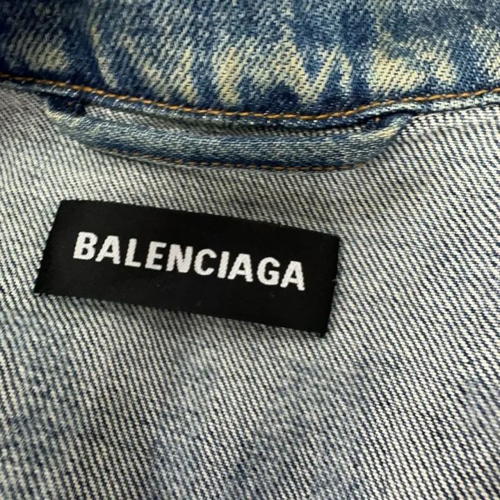 Balenciaga Balenciaga Blue Denim Jacket with Logo Size US L / EU 52-54 / 3 - 5 Thumbnail
