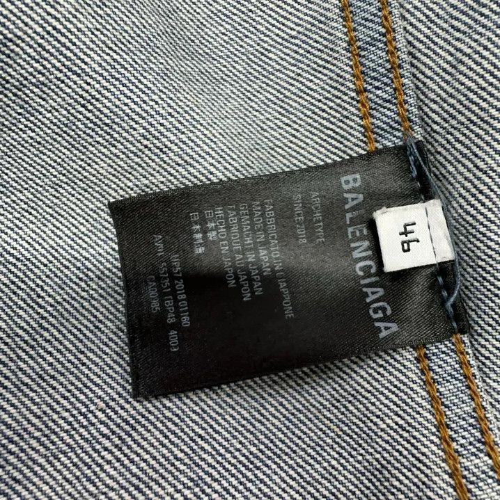 Balenciaga Balenciaga Blue Denim Jacket with Logo Size US L / EU 52-54 / 3 - 4 Thumbnail