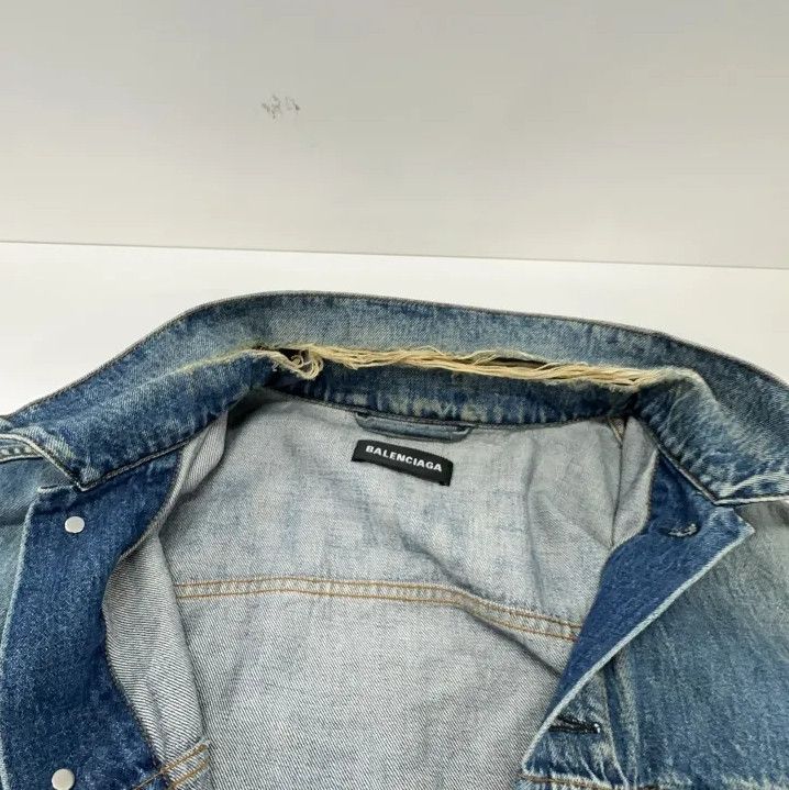 Balenciaga Balenciaga Blue Denim Jacket with Logo Size US L / EU 52-54 / 3 - 6 Thumbnail