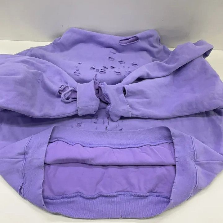 Balenciaga Balenciaga SS22 Purple Logo Hoodie with Distressed Details Size US M / EU 48-50 / 2 - 11 Thumbnail
