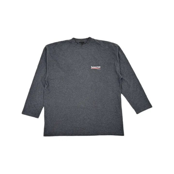 Balenciaga Balenciaga Gray Long Sleeve Logo T-Shirt for Men Size US M / EU 48-50 / 2 - 2 Thumbnail