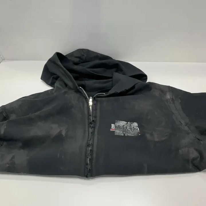 Balenciaga Balenciaga Tie-Dye Logo Hoodie Jacket in Black Size US M / EU 48-50 / 2 - 10 Thumbnail