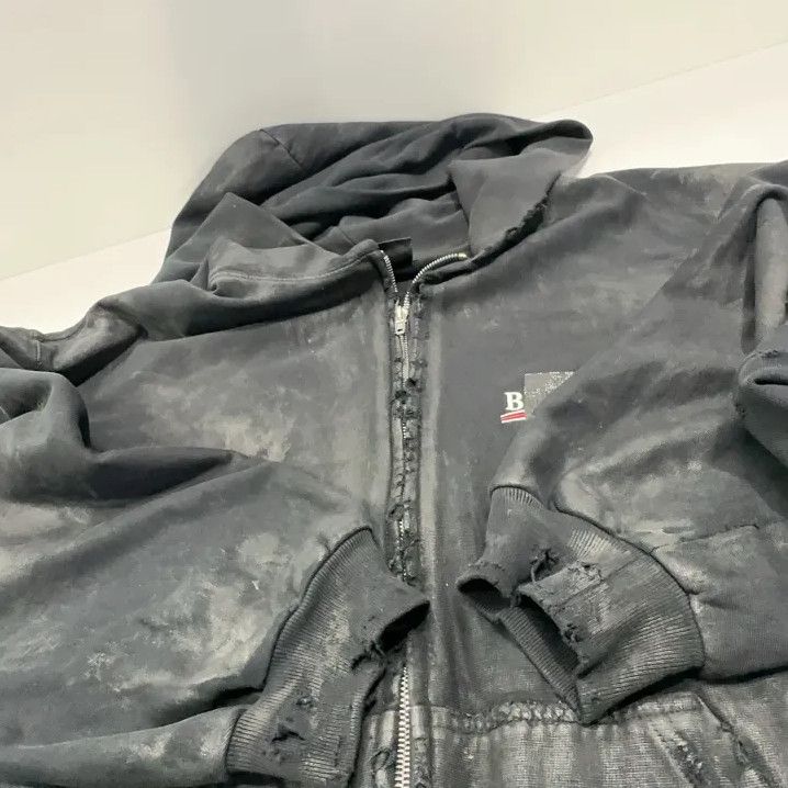 Balenciaga Balenciaga Tie-Dye Logo Hoodie Jacket in Black Size US M / EU 48-50 / 2 - 13 Thumbnail