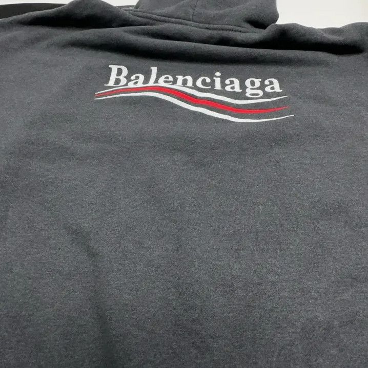 Balenciaga Balenciaga Gray Logo Print Hooded Sweatshirt Size US M / EU 48-50 / 2 - 4 Thumbnail