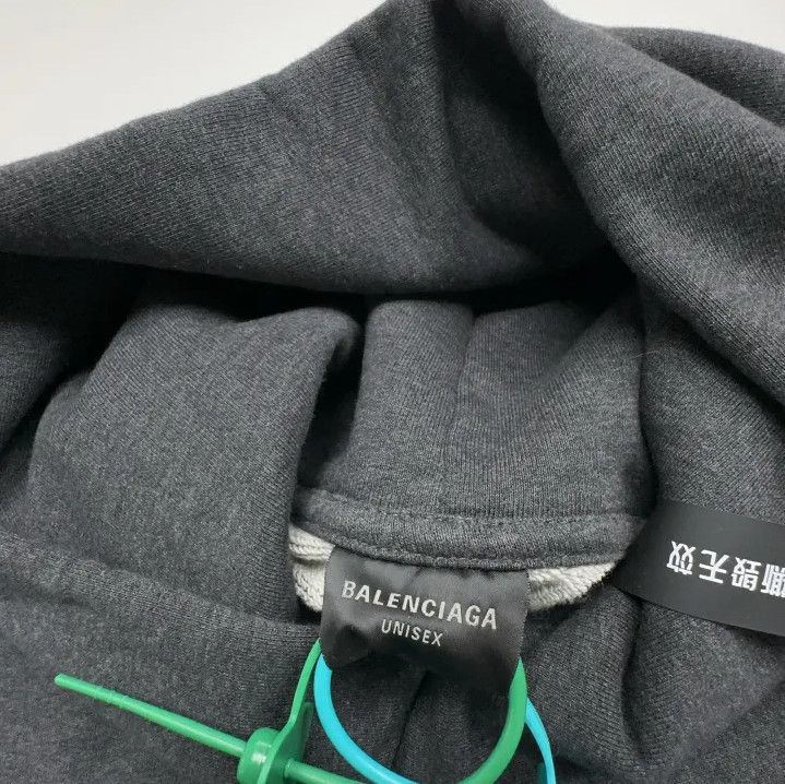 Balenciaga Balenciaga Gray Logo Print Hooded Sweatshirt Size US M / EU 48-50 / 2 - 2 Thumbnail