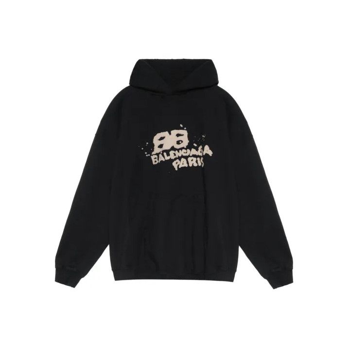 Balenciaga Balenciaga Hand Drawn Logo Black Hoodie Size US XS / EU 42 / 0 - 2 Thumbnail