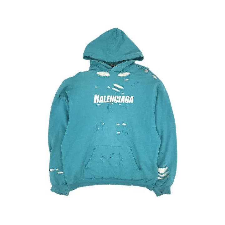 Balenciaga Balenciaga Distressed Hooded Sweatshirt for Men Size US S / EU 44-46 / 1 - 2 Thumbnail
