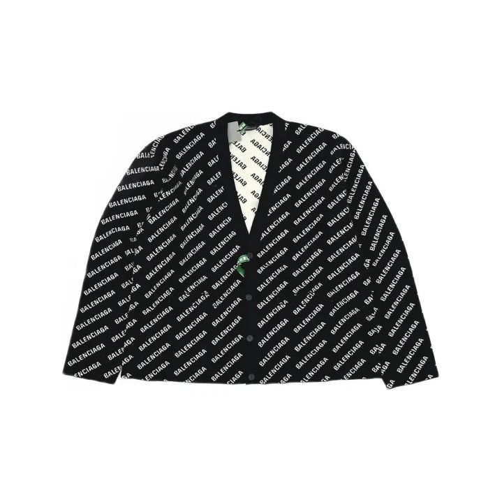 Balenciaga Balenciaga Black Letter Print Knit Cardigan Size US M / EU 48-50 / 2 - 2 Thumbnail