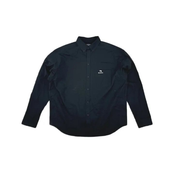 Balenciaga Balenciaga Black Large Fit Embroidered Long Sleeve Shirt Size US L / EU 52-54 / 3 - 2 Thumbnail