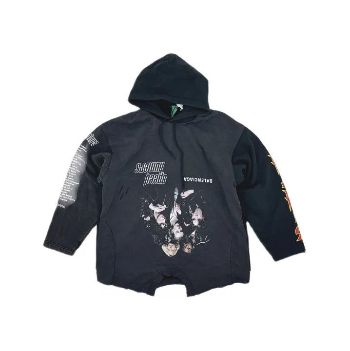 Balenciaga Balenciaga Black Logo Print Hooded Sweatshirt Size US S / EU 44-46 / 1 - 2 Thumbnail