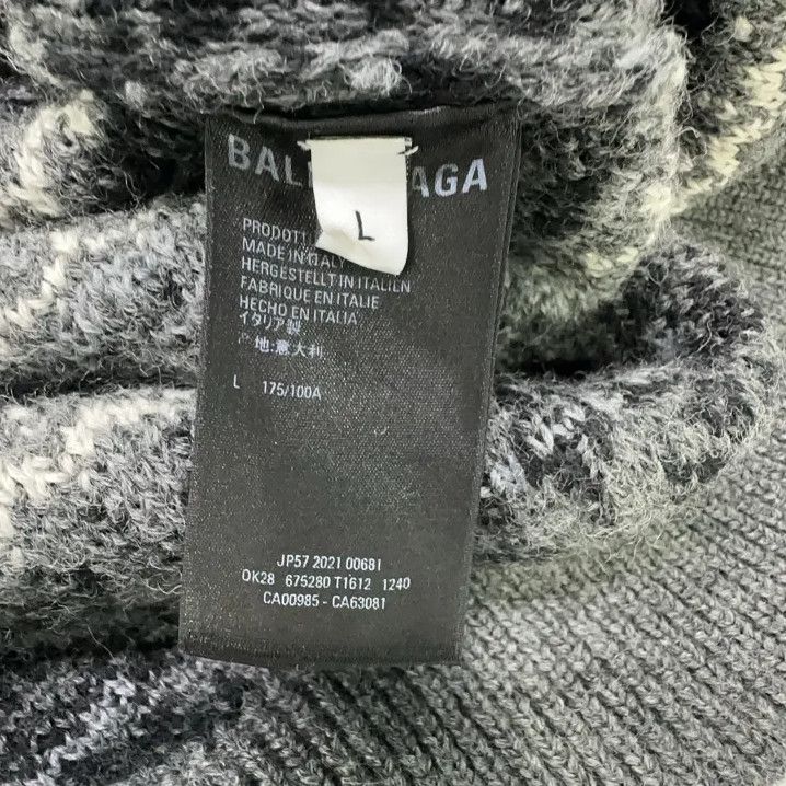 Balenciaga Balenciaga Men's Gray Sweater with Fair Isle Pattern Size US L / EU 52-54 / 3 - 5 Thumbnail