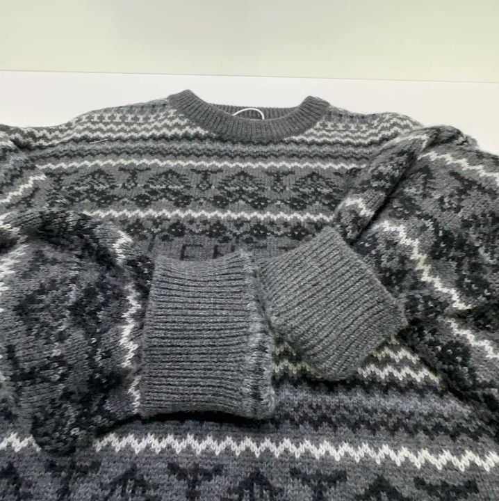 Balenciaga Balenciaga Men's Gray Sweater with Fair Isle Pattern Size US L / EU 52-54 / 3 - 6 Thumbnail