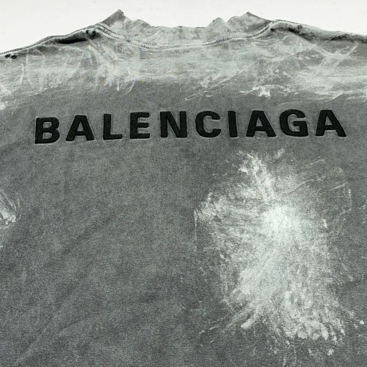Balenciaga Balenciaga Gray Logo Embroidered Short Sleeve T-shirt Size US M / EU 48-50 / 2 - 13 Thumbnail