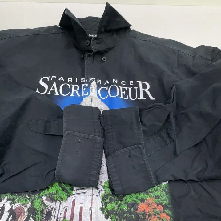 Balenciaga Balenciaga Black Graphic Long Sleeve Shirt Size US M / EU 48-50 / 2 - 8 Thumbnail