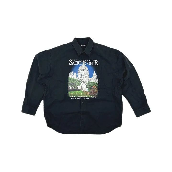 Balenciaga Balenciaga Black Graphic Long Sleeve Shirt Size US M / EU 48-50 / 2 - 2 Thumbnail