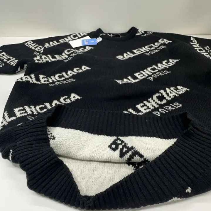 Balenciaga Balenciaga Logo Knitted Sweater in Black Size US S / EU 44-46 / 1 - 8 Thumbnail
