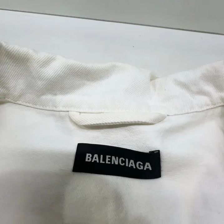 Balenciaga Balenciaga White Denim Jacket with Logo Size US L / EU 52-54 / 3 - 4 Thumbnail