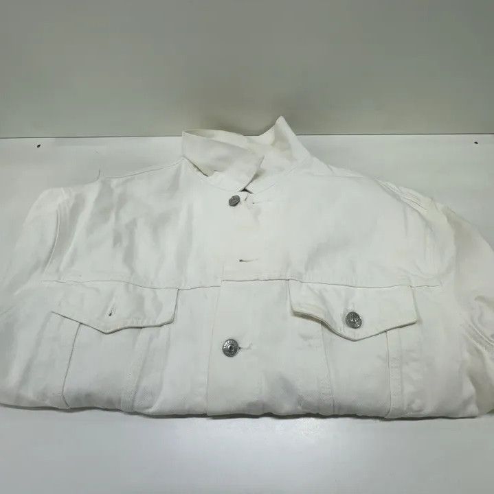 Balenciaga Balenciaga White Denim Jacket with Logo Size US L / EU 52-54 / 3 - 11 Thumbnail