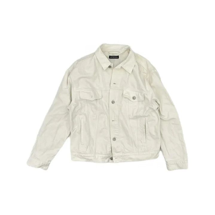 Balenciaga Balenciaga White Denim Jacket with Logo Size US L / EU 52-54 / 3 - 2 Thumbnail