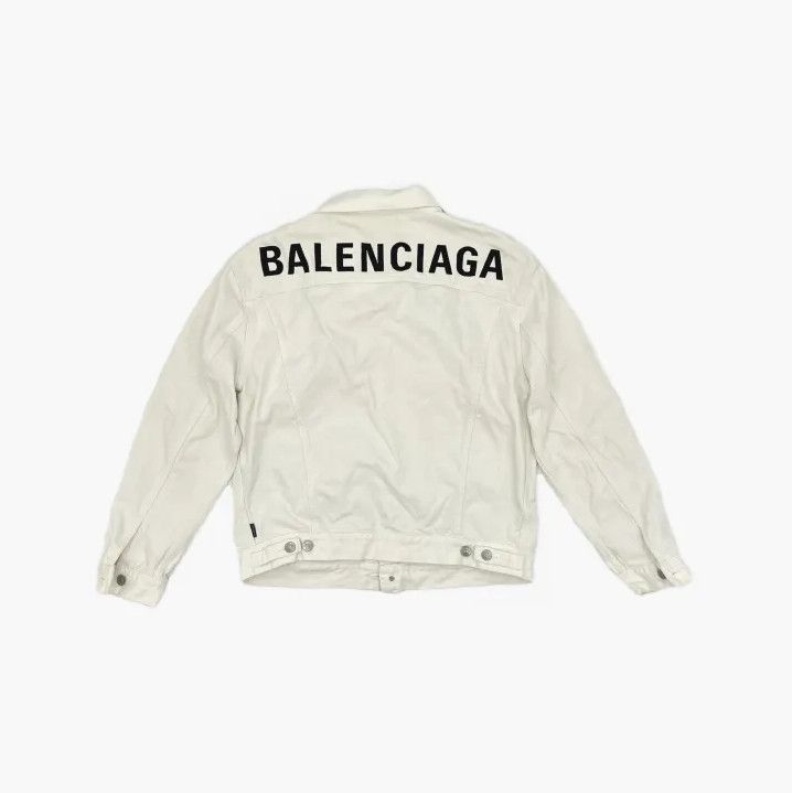 Balenciaga Balenciaga White Denim Jacket with Logo Size US L / EU 52-54 / 3 - 3 Thumbnail