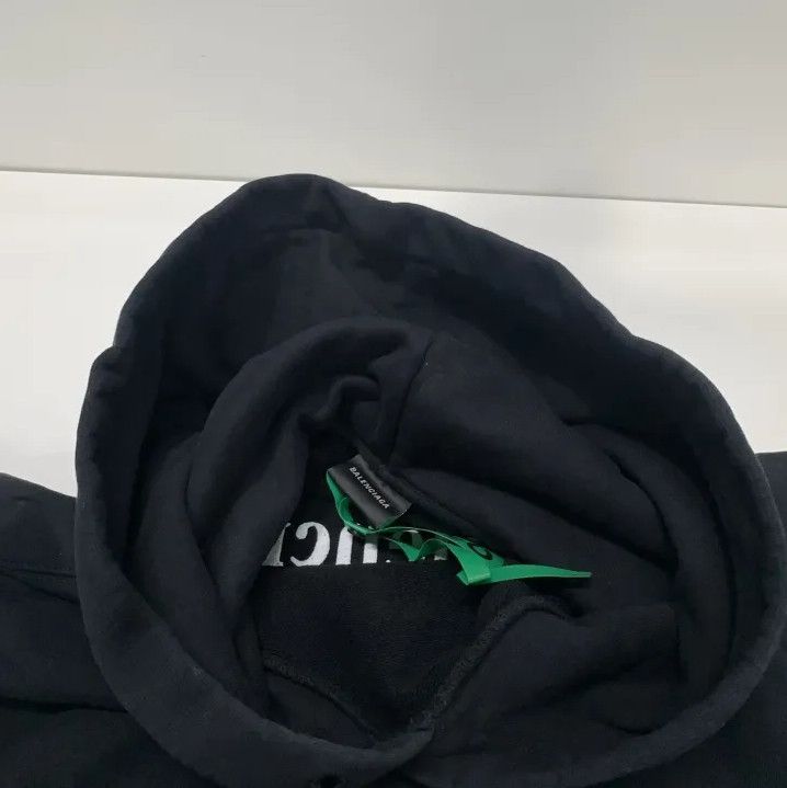 Balenciaga Balenciaga Black Logo Hooded Sweatshirt for Men Size US XL / EU 56 / 4 - 8 Thumbnail