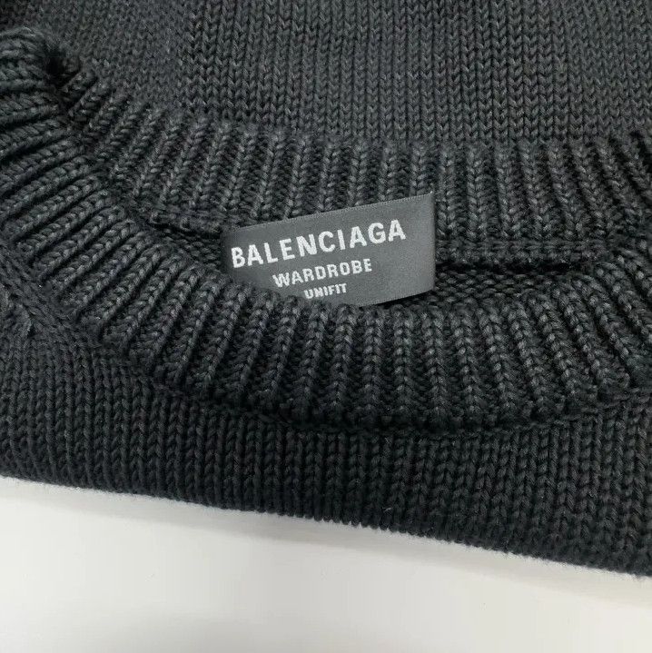 Balenciaga Balenciaga Black Embroidered Logo Long Sleeve Sweater Size US M / EU 48-50 / 2 - 4 Thumbnail