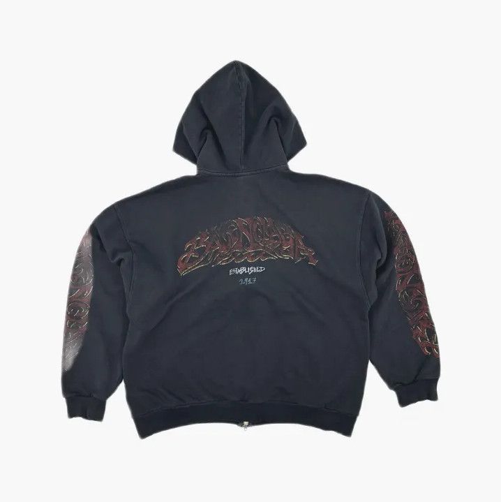 Balenciaga Balenciaga Black Printed Zip-Up Hoodie for Men Size US S / EU 44-46 / 1 - 3 Thumbnail