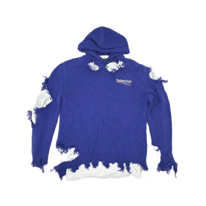 Balenciaga Balenciaga FW21 Classic Logo Hoodie Sweater in Blue Size US XS / EU 42 / 0 - 2 Thumbnail