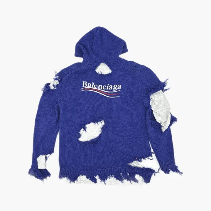 Balenciaga Balenciaga FW21 Classic Logo Hoodie Sweater in Blue Size US XS / EU 42 / 0 - 3 Thumbnail