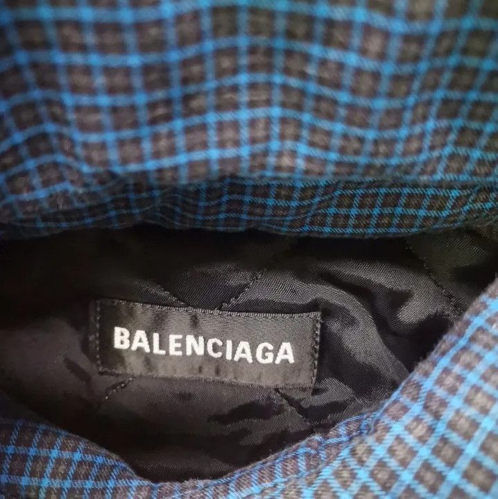 Balenciaga Balenciaga Blue Check Long Sleeve Shirt for Men Size US L / EU 52-54 / 3 - 2 Thumbnail