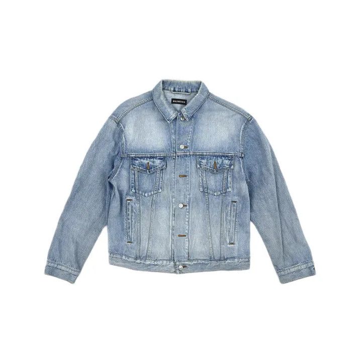 Balenciaga Balenciaga Logo Denim Jacket for Men Size US M / EU 48-50 / 2 - 2 Thumbnail