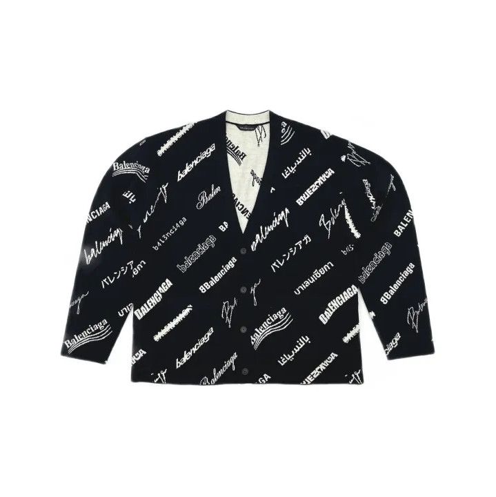 Balenciaga Balenciaga SS23 Logo Pattern V-Neck Cardigan Size US L / EU 52-54 / 3 - 2 Thumbnail