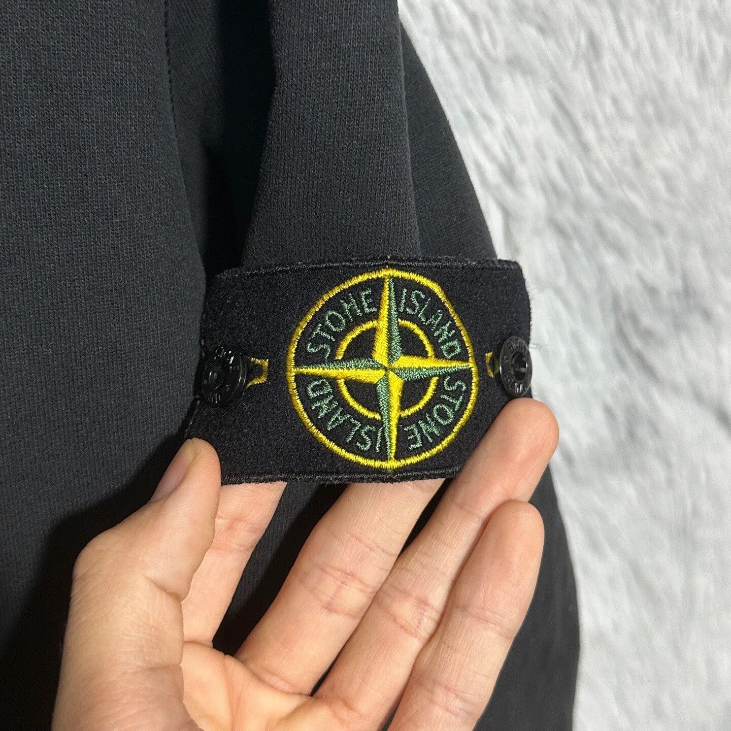 stone island black hooded sweatshirt size s