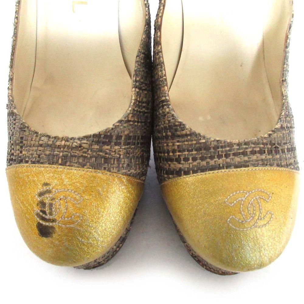 Chanel Chanel Chanel Coco Mark Tweed Platform Pumps Cotton Shoes G27226 DUTY FREE for USA Size ONE SIZE - 4 Thumbnail