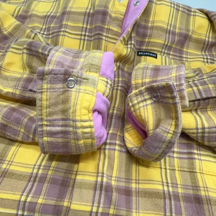 Balenciaga Balenciaga Yellow Checkered Long Sleeve Shirt Size US M / EU 48-50 / 2 - 12 Thumbnail