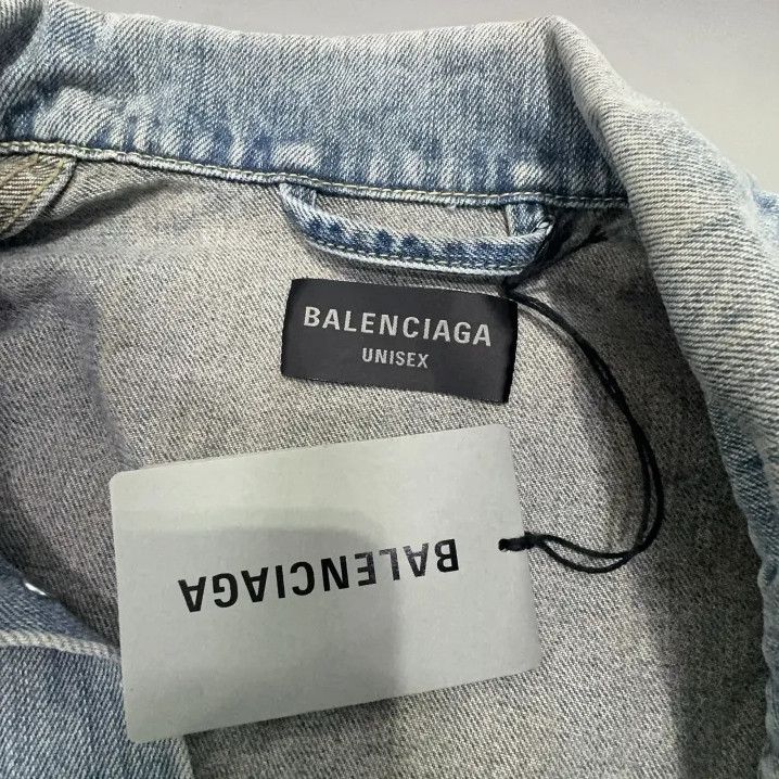Balenciaga Balenciaga Blue Denim Logo Print Jacket Size US M / EU 48-50 / 2 - 7 Thumbnail