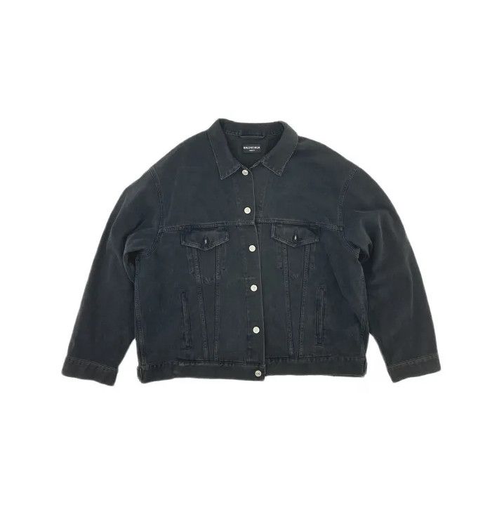 Balenciaga Balenciaga Black Spray Logo Denim Jacket Size US L / EU 52-54 / 3 - 2 Thumbnail