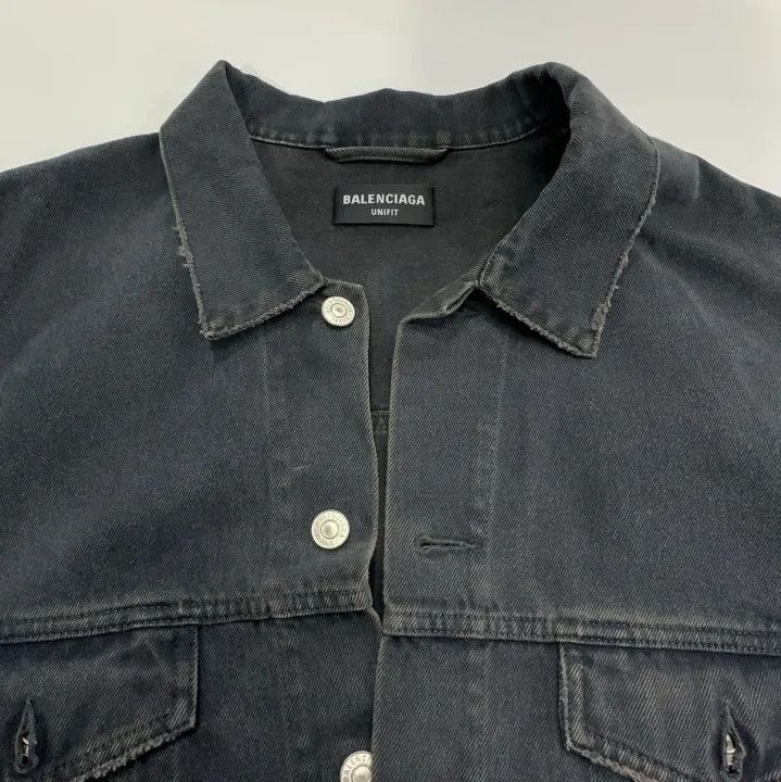 Balenciaga Balenciaga Black Spray Logo Denim Jacket Size US L / EU 52-54 / 3 - 8 Thumbnail