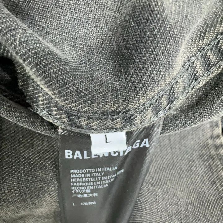 Balenciaga Balenciaga Black Spray Logo Denim Jacket Size US L / EU 52-54 / 3 - 5 Thumbnail