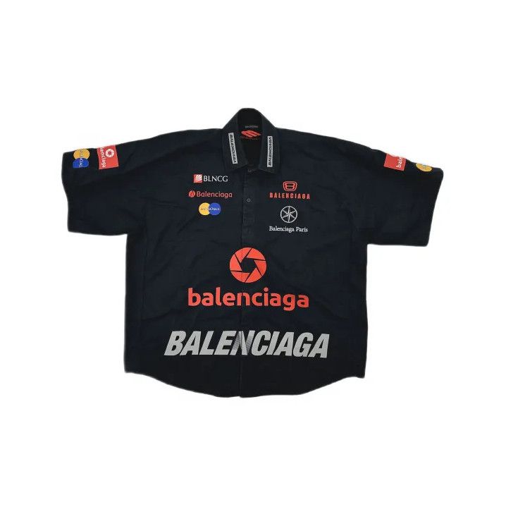 Balenciaga Balenciaga Black Embroidered Logo Short Sleeve Shirt Size US M / EU 48-50 / 2 - 2 Thumbnail