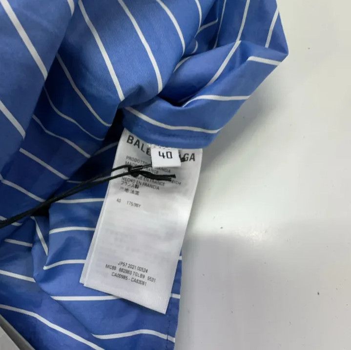 Balenciaga Balenciaga Blue Logo Striped Long Sleeve Shirt Size US M / EU 48-50 / 2 - 5 Thumbnail