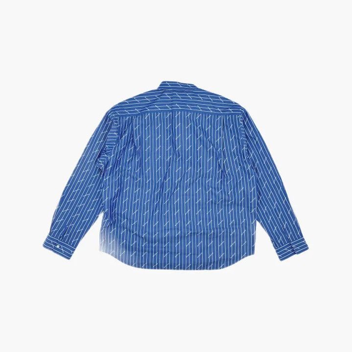 Balenciaga Balenciaga Blue Logo Striped Long Sleeve Shirt Size US M / EU 48-50 / 2 - 3 Thumbnail