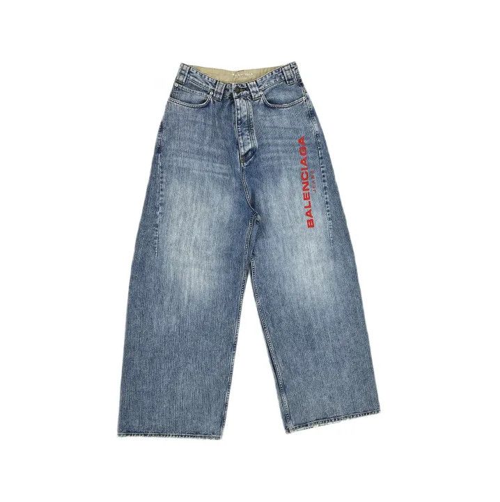 Balenciaga Balenciaga Men's Embroidered Denim Jeans in Light Blue Size US 26 / EU 42 - 2 Thumbnail