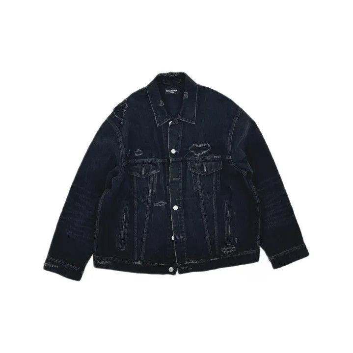 Balenciaga Balenciaga Black Distressed Denim Jacket for Men Size US S / EU 44-46 / 1 - 2 Thumbnail