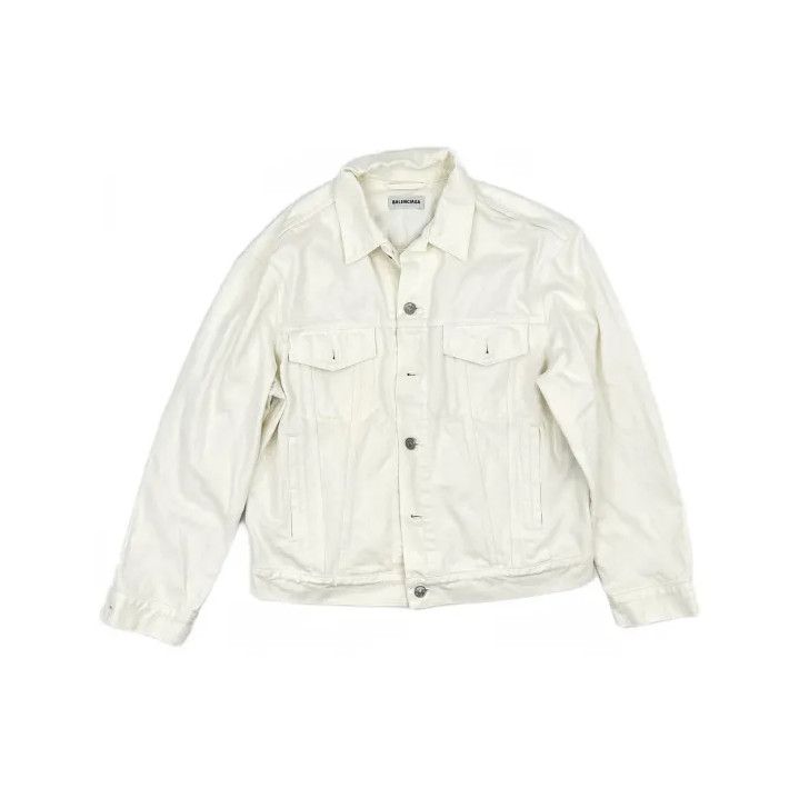 Balenciaga Balenciaga White Stone Washed Denim Jacket for Men Size US L / EU 52-54 / 3 - 2 Thumbnail