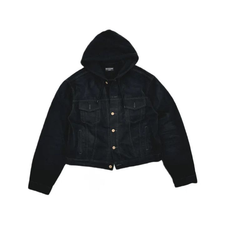 Balenciaga Balenciaga SS21 Black Denim Hooded Jacket Size US M / EU 48-50 / 2 - 2 Thumbnail