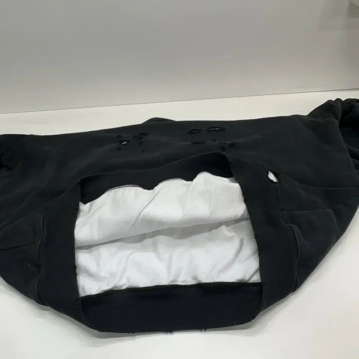 Balenciaga Balenciaga Distressed Black Hoodie for Men Size US XS / EU 42 / 0 - 12 Thumbnail