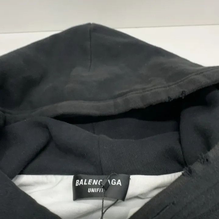Balenciaga Balenciaga Distressed Black Hoodie for Men Size US XS / EU 42 / 0 - 5 Thumbnail