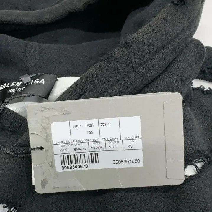 Balenciaga Balenciaga Distressed Black Hoodie for Men Size US XS / EU 42 / 0 - 6 Thumbnail
