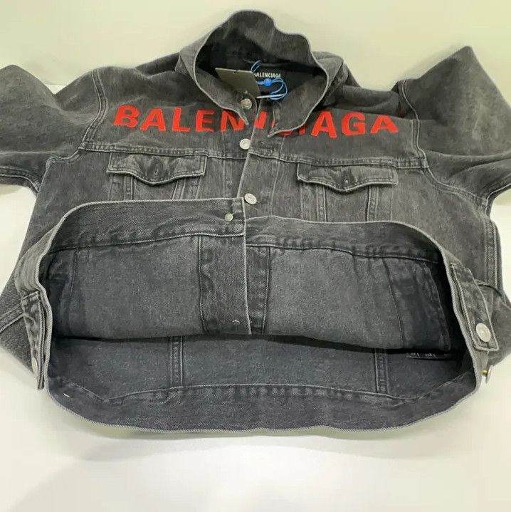 Balenciaga Balenciaga Chest Logo Black Denim Jacket Size US L / EU 52-54 / 3 - 11 Thumbnail